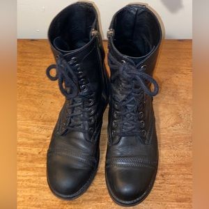 Steve Madden Troopa 2.0 Black Leather Combat Boot Size 8